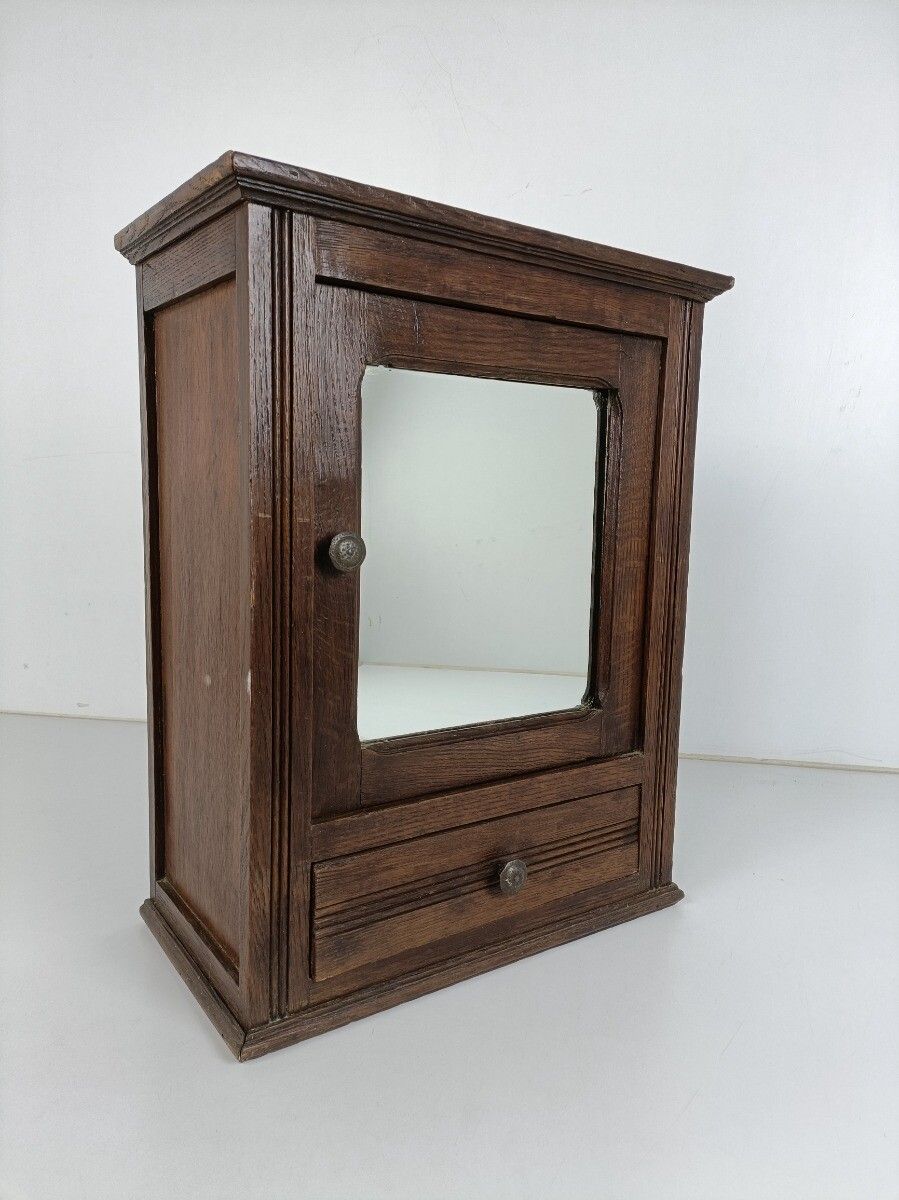 Antique Medicine Apothecary Shaving Cabinet Bathroom Wall Hanging Wood photo for sale