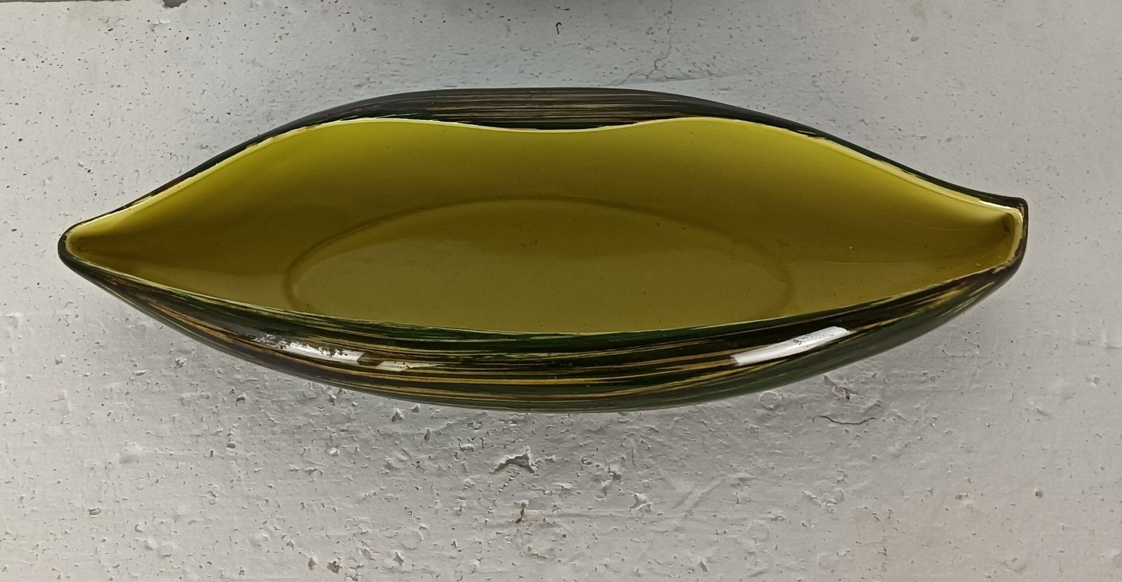 Ceramic French St Clément Dish Vintage Green Shades Yellow Coupe à Fruits Mode photo vintage