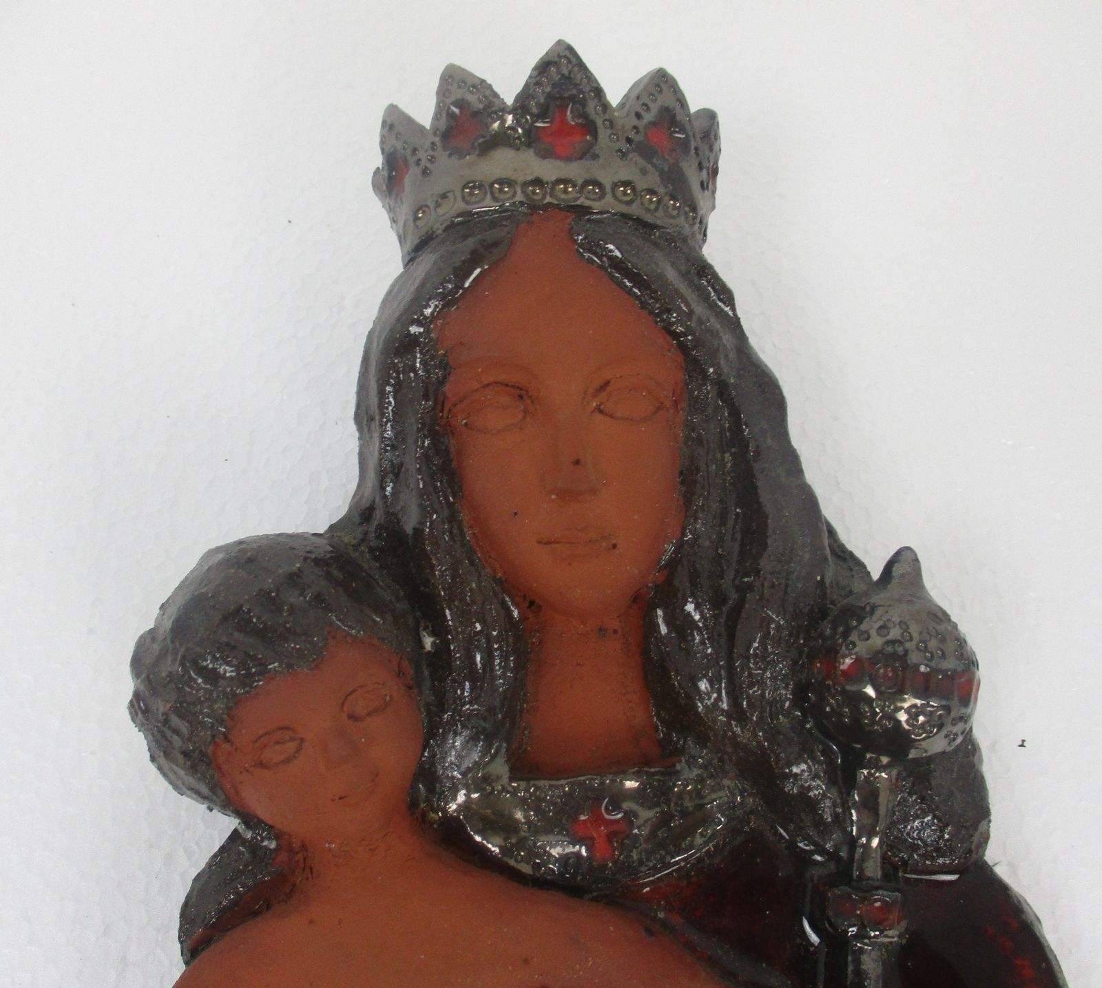 Wall Plaque Ceramic Our Lady Of Tongeren Black Madonna Infant Jesus Grapes Colle photo furniture