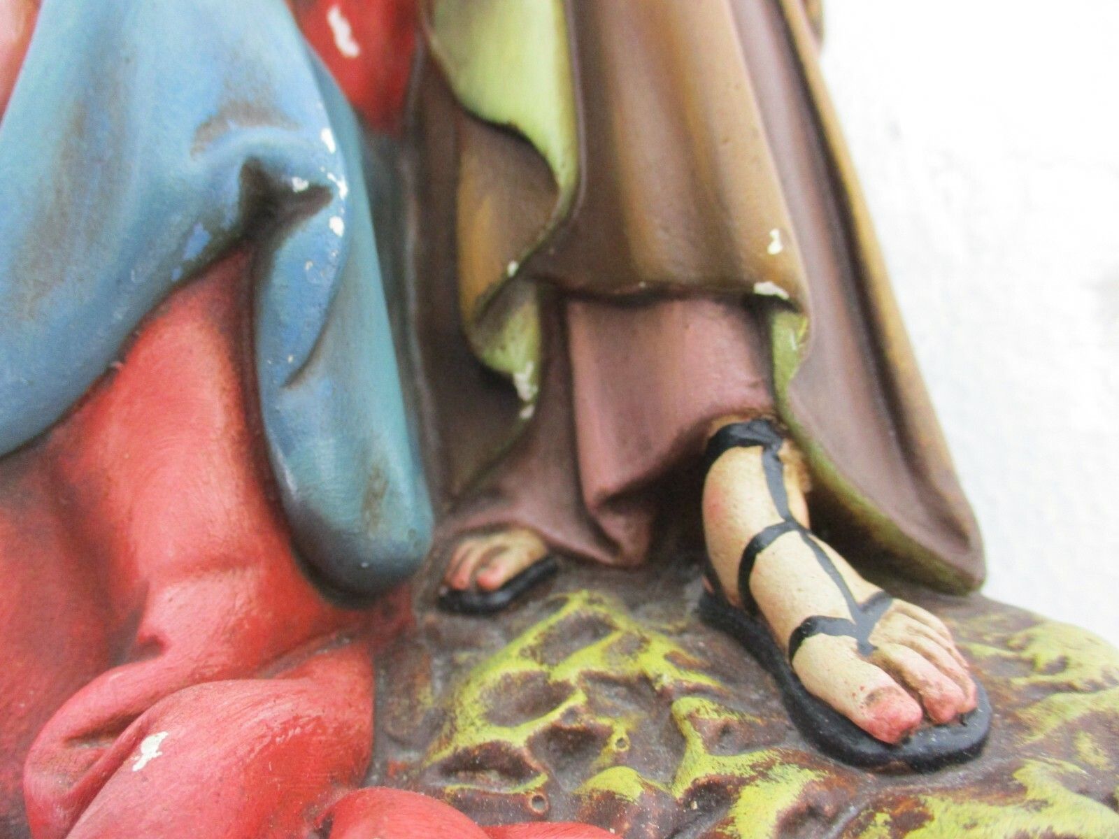 Statue Holy Family Saint Joseph Virgin Mary Child Polychrome Plaster Gorgeous photo buy