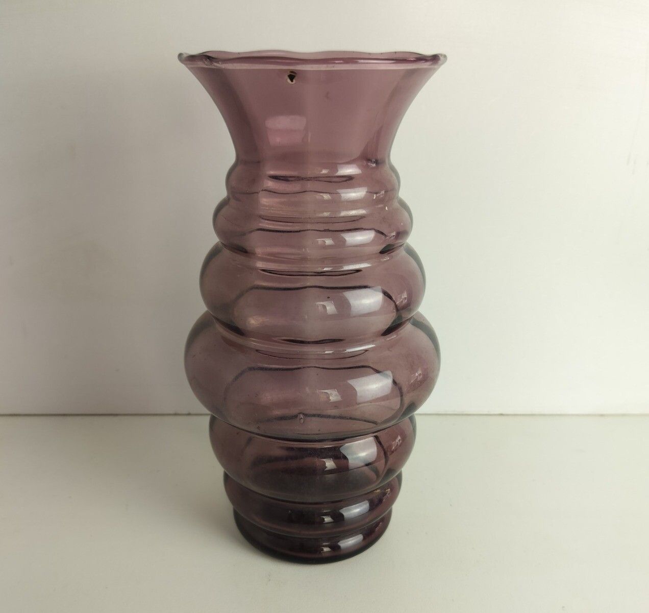 Art Deco Doyen Purple Amethyst Hooped Vase Lovely  Large Art Glass Antique photo furniture