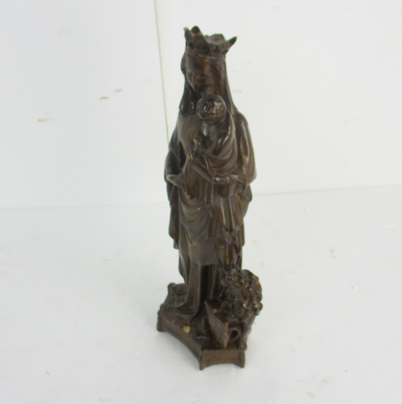 Gothic Statue Virgin Mary Madonna Notre Dame Protection Dragon Lion Plaster photo vintage