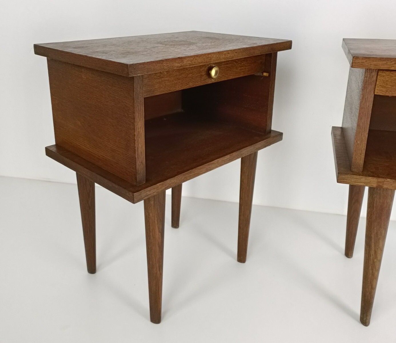 Pair Couple Vintage Night Stands End Tables Mid Century Modern  Wood Pop Art Fun photo furniture