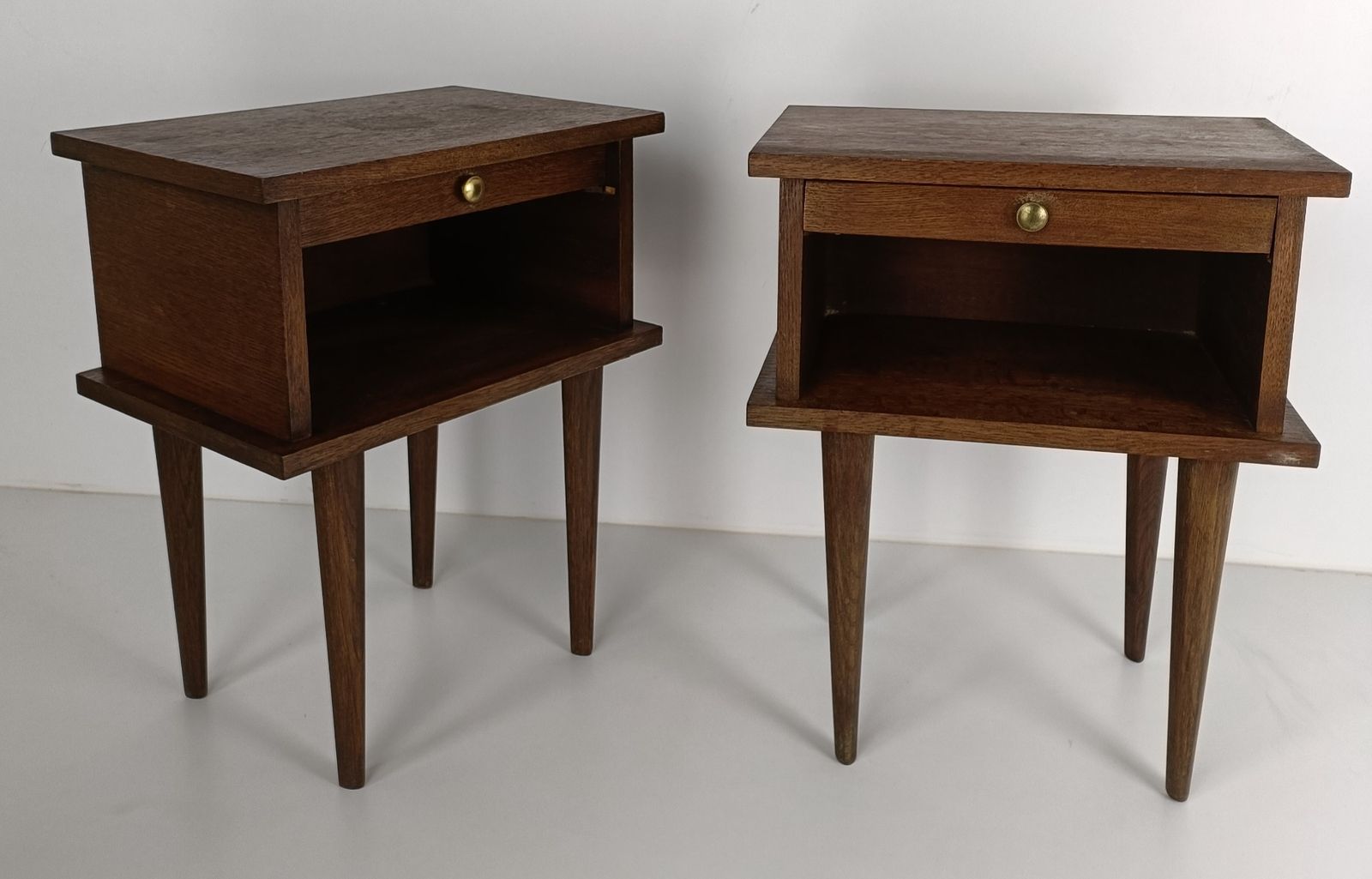Pair Couple Vintage Night Stands End Tables Mid Century Modern  Wood Pop Art Fun photo Furniture