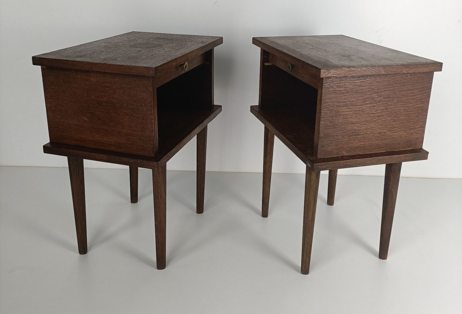 Pair Couple Vintage Night Stands End Tables Mid Century Modern  Wood Pop Art Fun photo 728.0