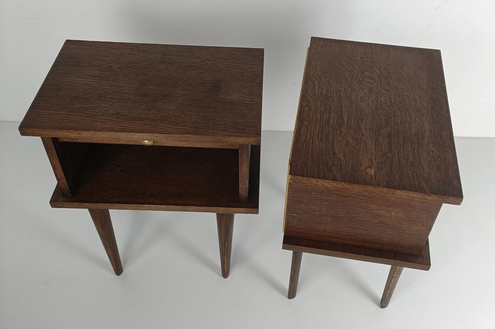Pair Couple Vintage Night Stands End Tables Mid Century Modern  Wood Pop Art Fun photo vintage
