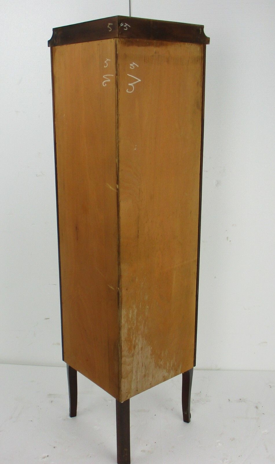 Marquetry Display Case Cabinet Inlay Brass Trims French Antique 1920s Stunning photo vinterior