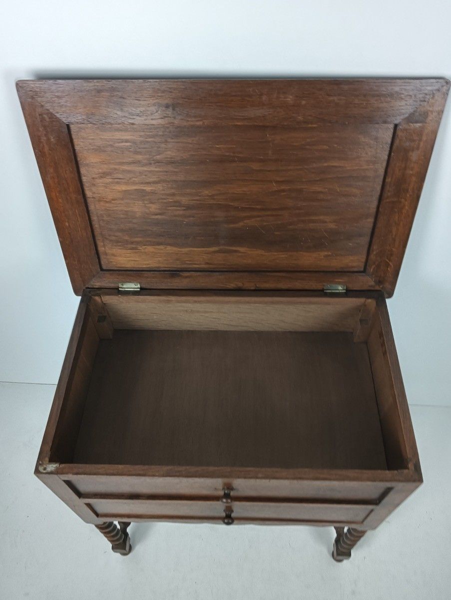 Barley Twist Carved Wood Sewing Quilting Cabinet Desk Table Edwardian  Antique W photo vintage