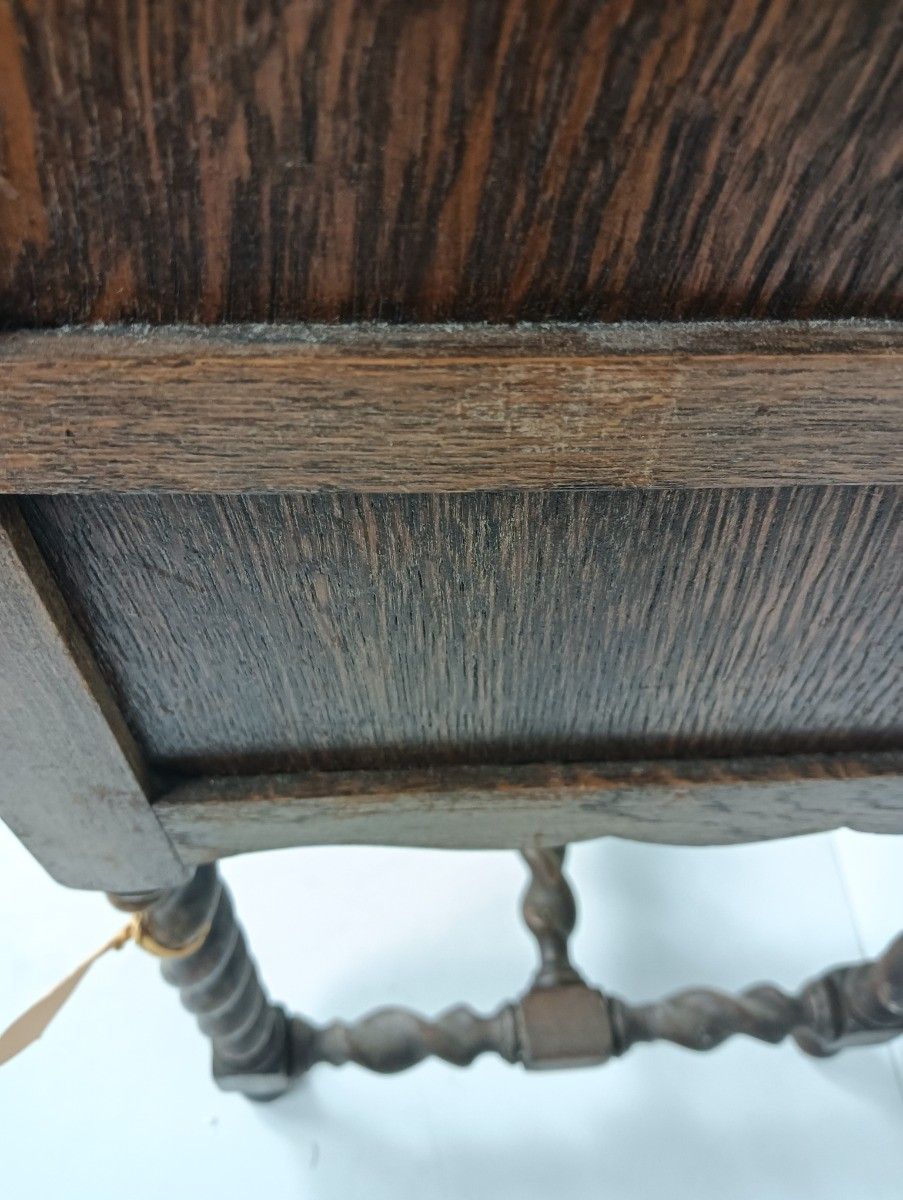Furniture Barley Twist Carved Wood Sewing Quilting Cabinet Desk Table Edwardian  Antique W photo