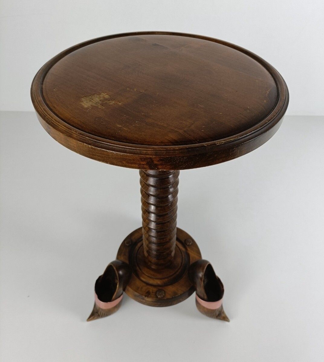 Vintage Pedestal Plant Stand Hand Carved Wood Wooden Shoes Folk Art Funky photo 283.0
