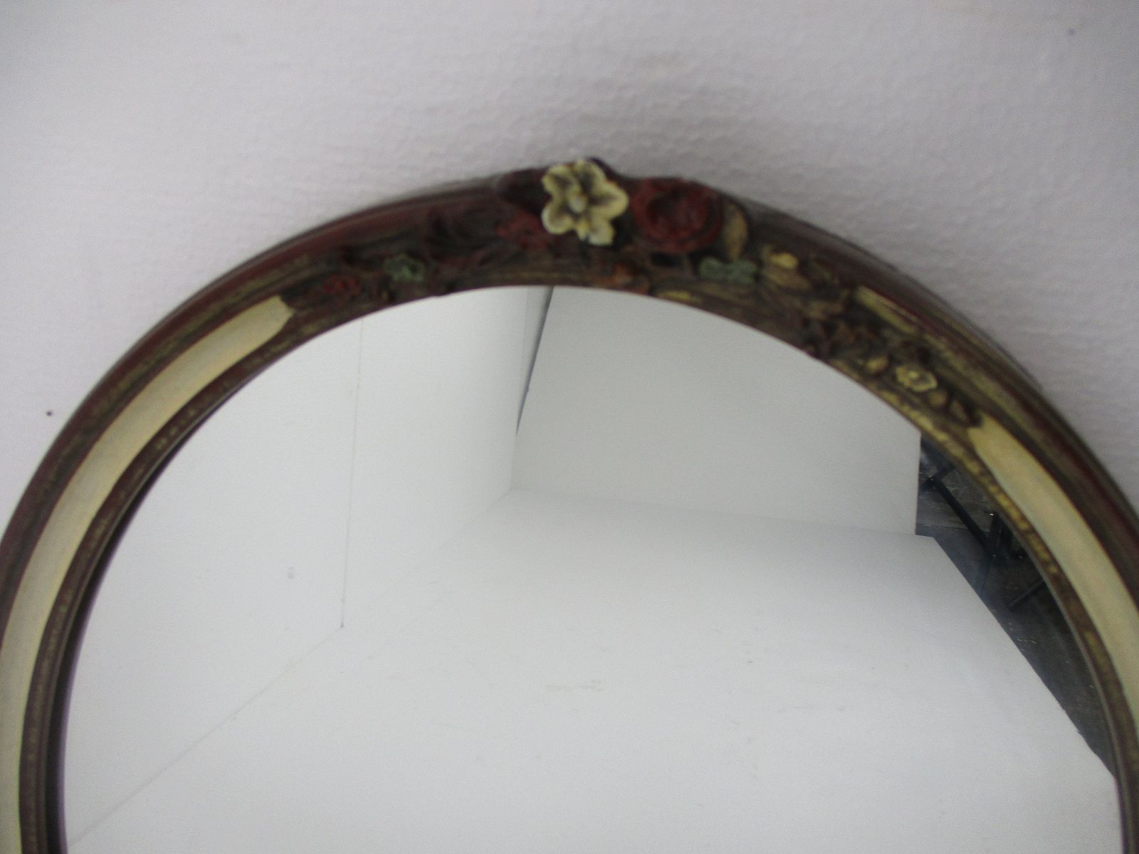 Mirror Wooden Frame Lovely Sweet With Flowers Hollywood Regency Style Oval Hallw photo furniture