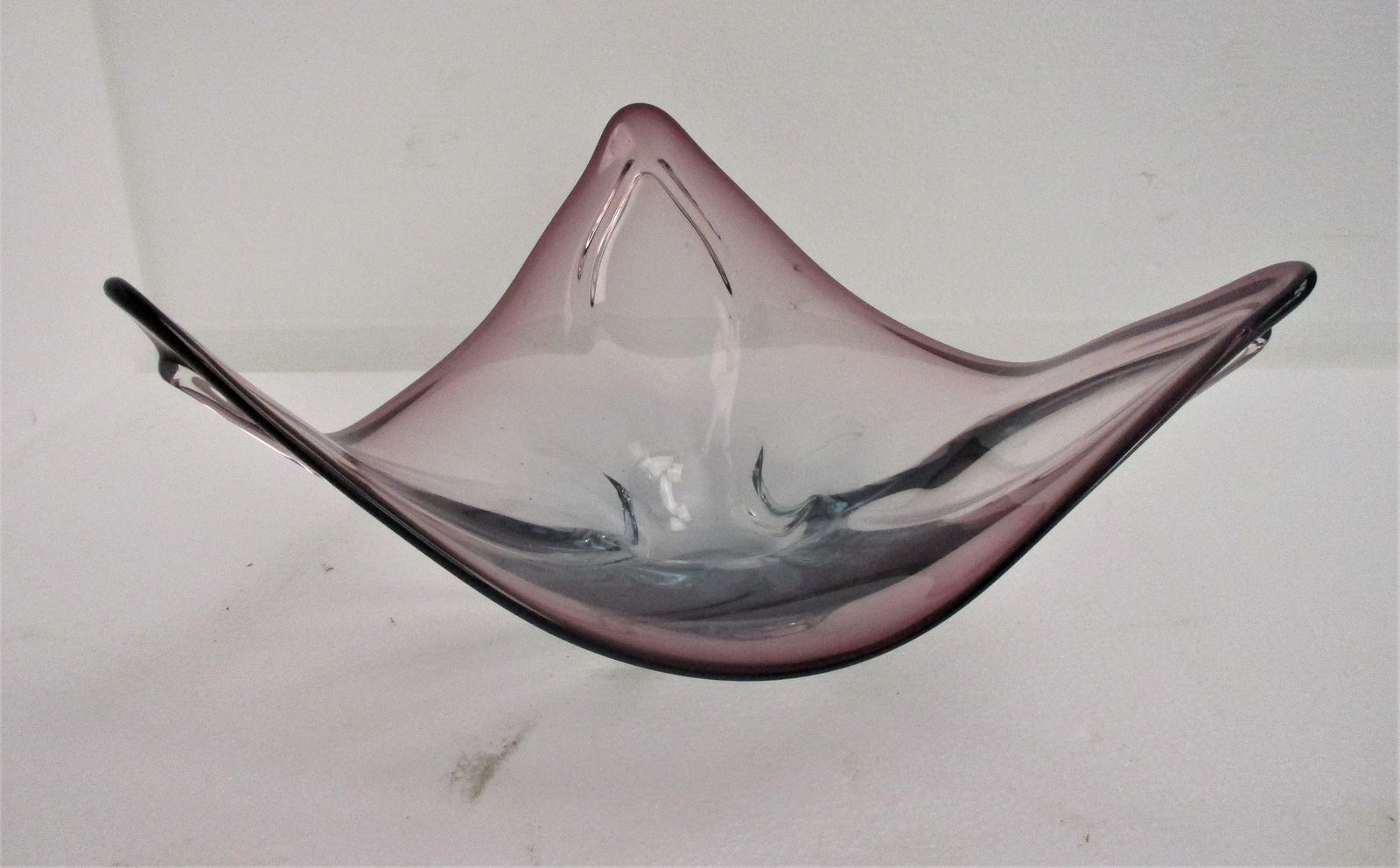Large Italian Art Glass Cranberry Blue Cranberry Bowl Dish Centerpiece Basket Mu photo Home Decor