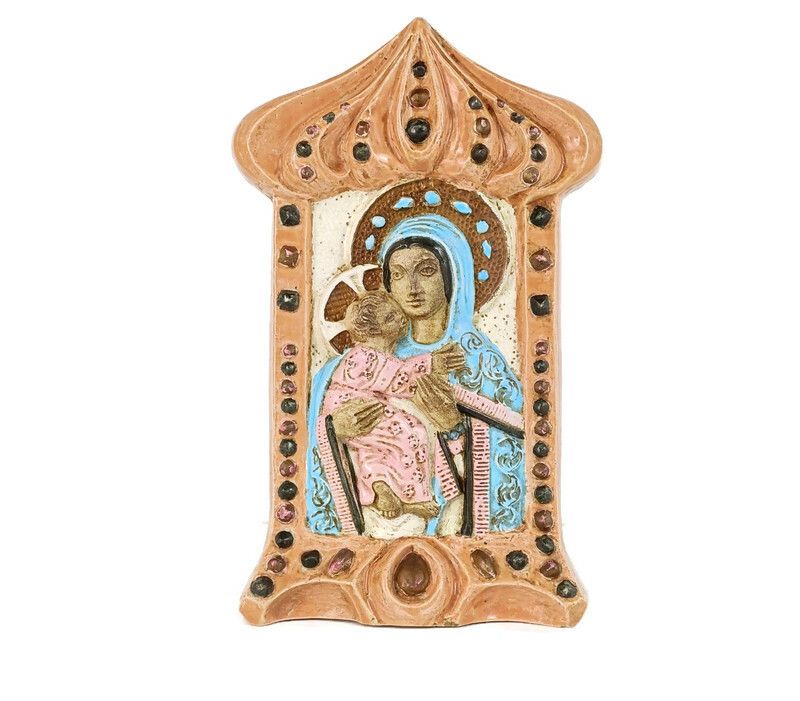 Black Madonna Gorgeous Vintage Wall Plaque Ceramic Collector Roger Guerin
