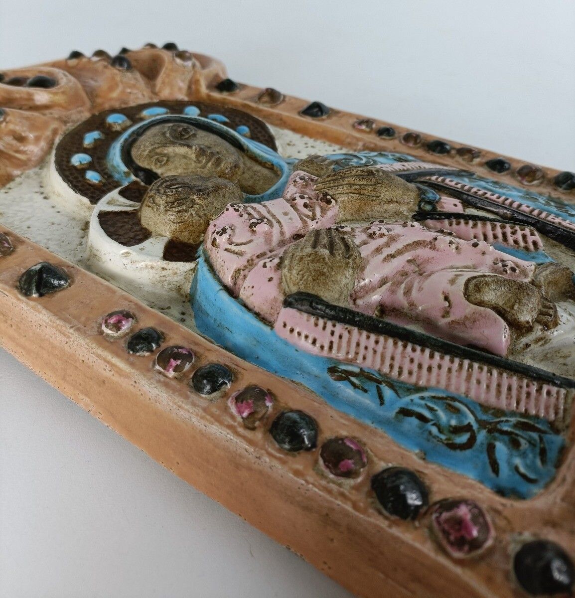 Black Madonna Gorgeous Vintage Wall Plaque Ceramic Collector Roger Guerin photo buy