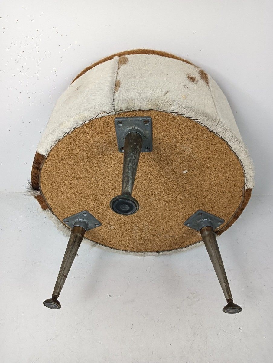 photo furniture Retro Patchwork Footstool Stool Pouf Cut And Sew  Hide  Ottoman Seat Vintage Fun