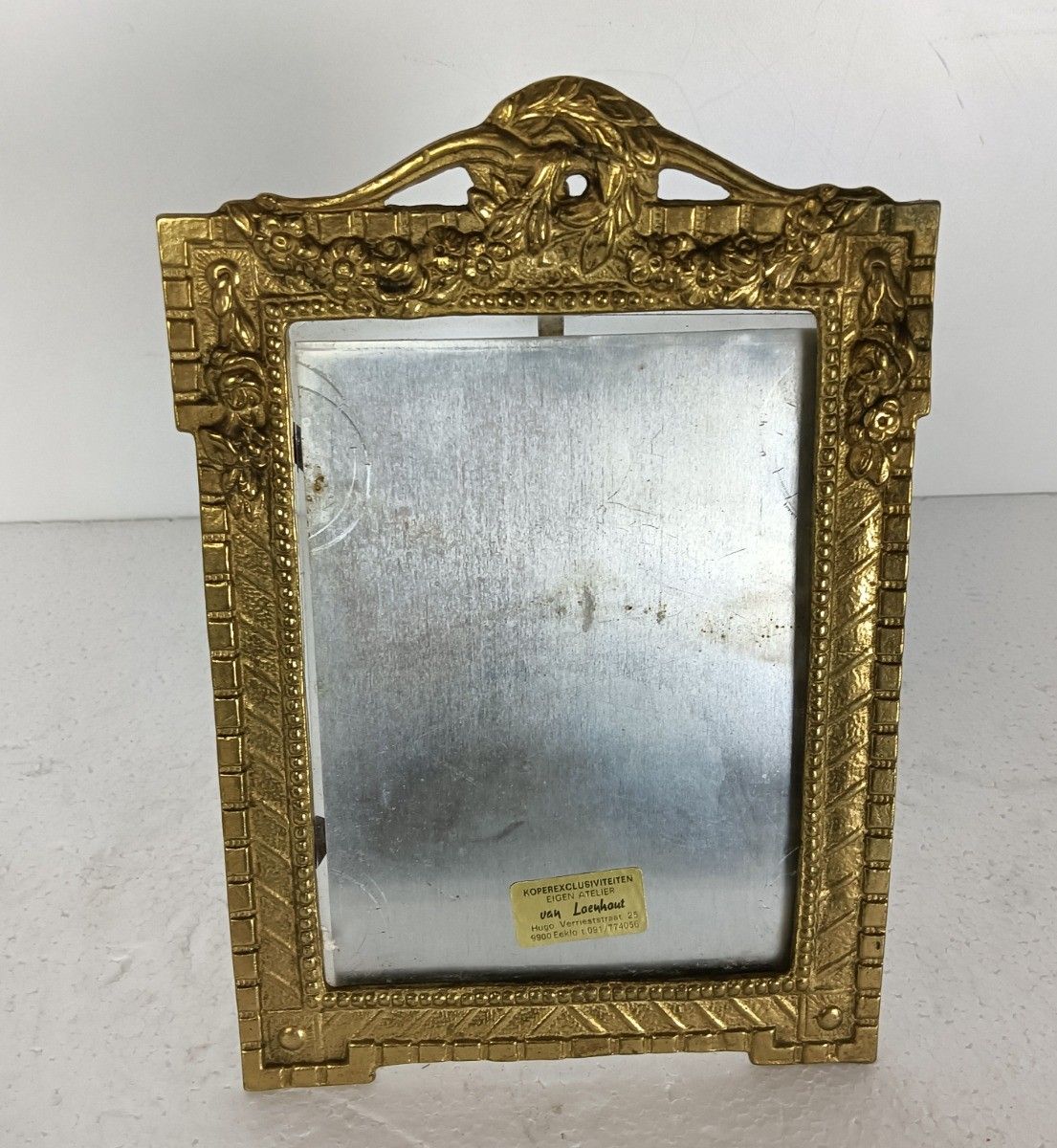 Ornate Brass Picture Frame Hanging, Small, Rococo Style, Standing Vintage photo Home Decor