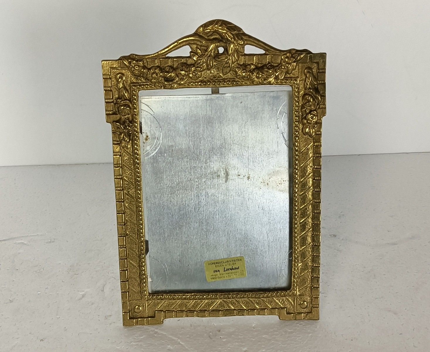 Ornate Brass Picture Frame Hanging, Small, Rococo Style, Standing Vintage photo vinterior