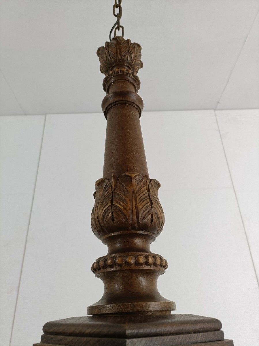 photo for sale Gorgeous Hand Carved Wooden Breton Chandelier Faces Sculptures 5 Arm Lights Vint