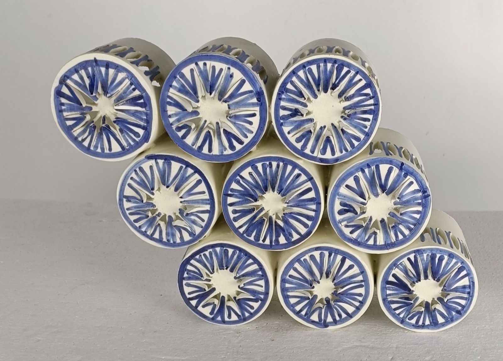 Extremely Rare Italian Ceramic Art Piece Wall Hanging Blue White Abstract Era Al photo Art