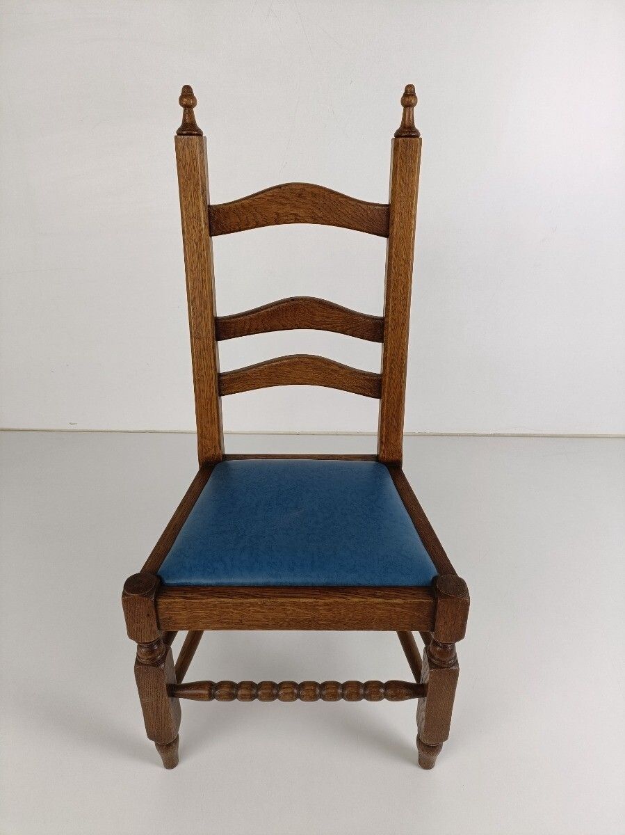 Antique Childrens Chair, Wood Oak Hobnails Small Chair photo for sale