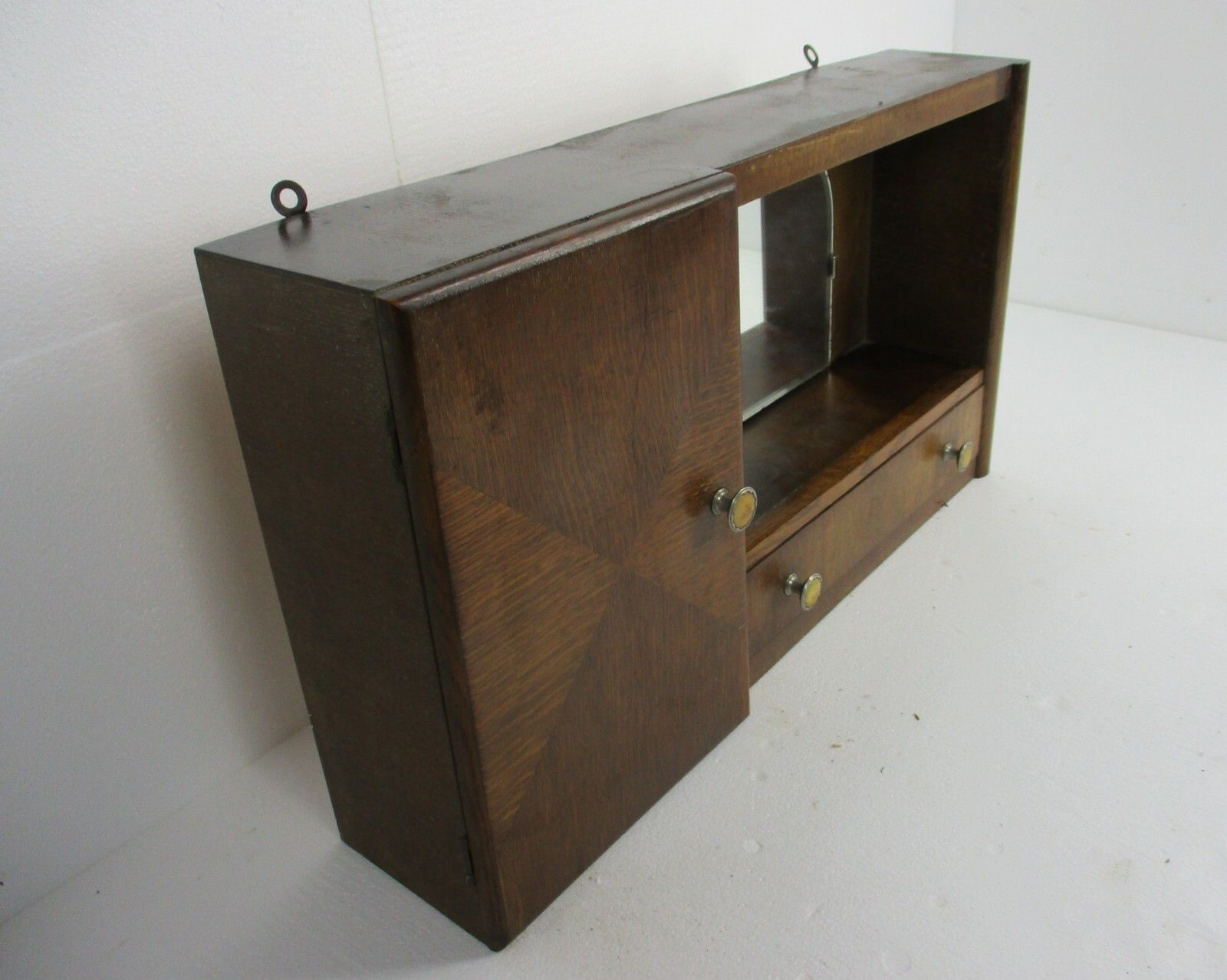 Double Apothecary Bathroom Medicine Kitchen Cabinet Wood Art Deco Beveled Glass photo furniture