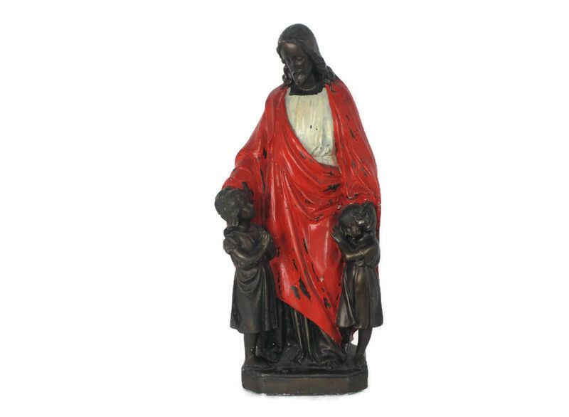 Antique Large Chapel Statue Jesus Christ  Children Gorgeous Extremely Rare Sweet
