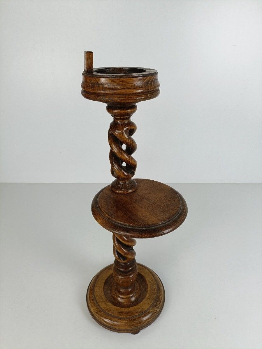 Open Barley Twist Hand Carved Wood Oak Plant Stand Pedestal Side Table Bonsai St photo 223.0