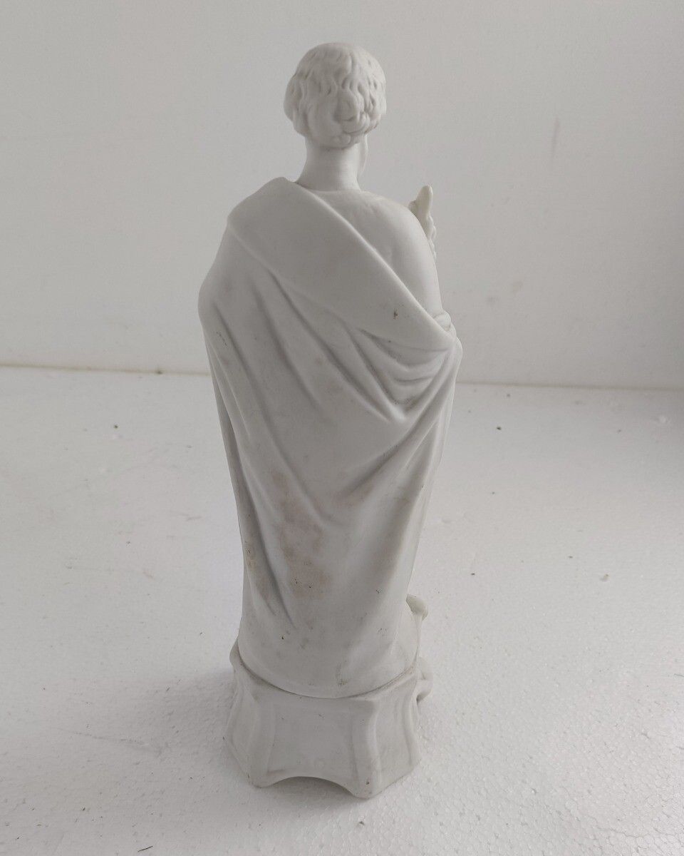 photo for sale Antique Porcelain Bisque Statue Saint Joseph Angel Lilies Protector Of Homes Mar