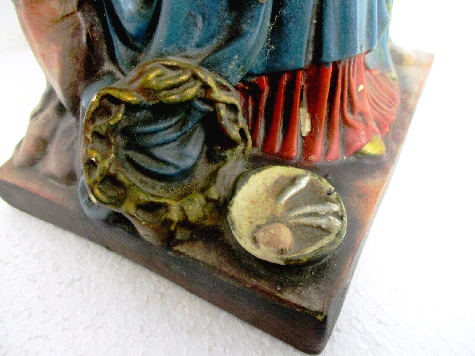 photo for sale Polychrome Statue Pieta Plaster Jesus Christ Virgin Mary Holy Mother Sculpture C
