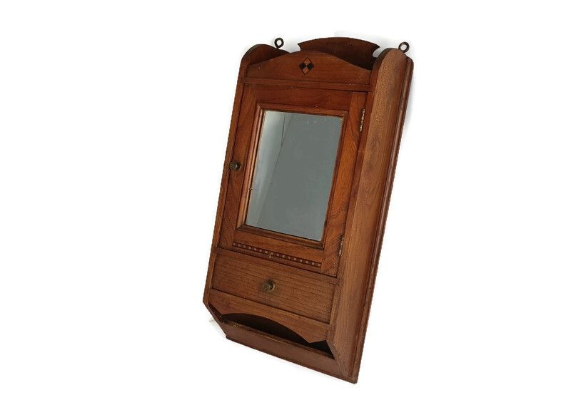 Gorgeous Medicine Cabinet Inlay Wood Antique Apothecary Kitchen Bathroom  Cabine