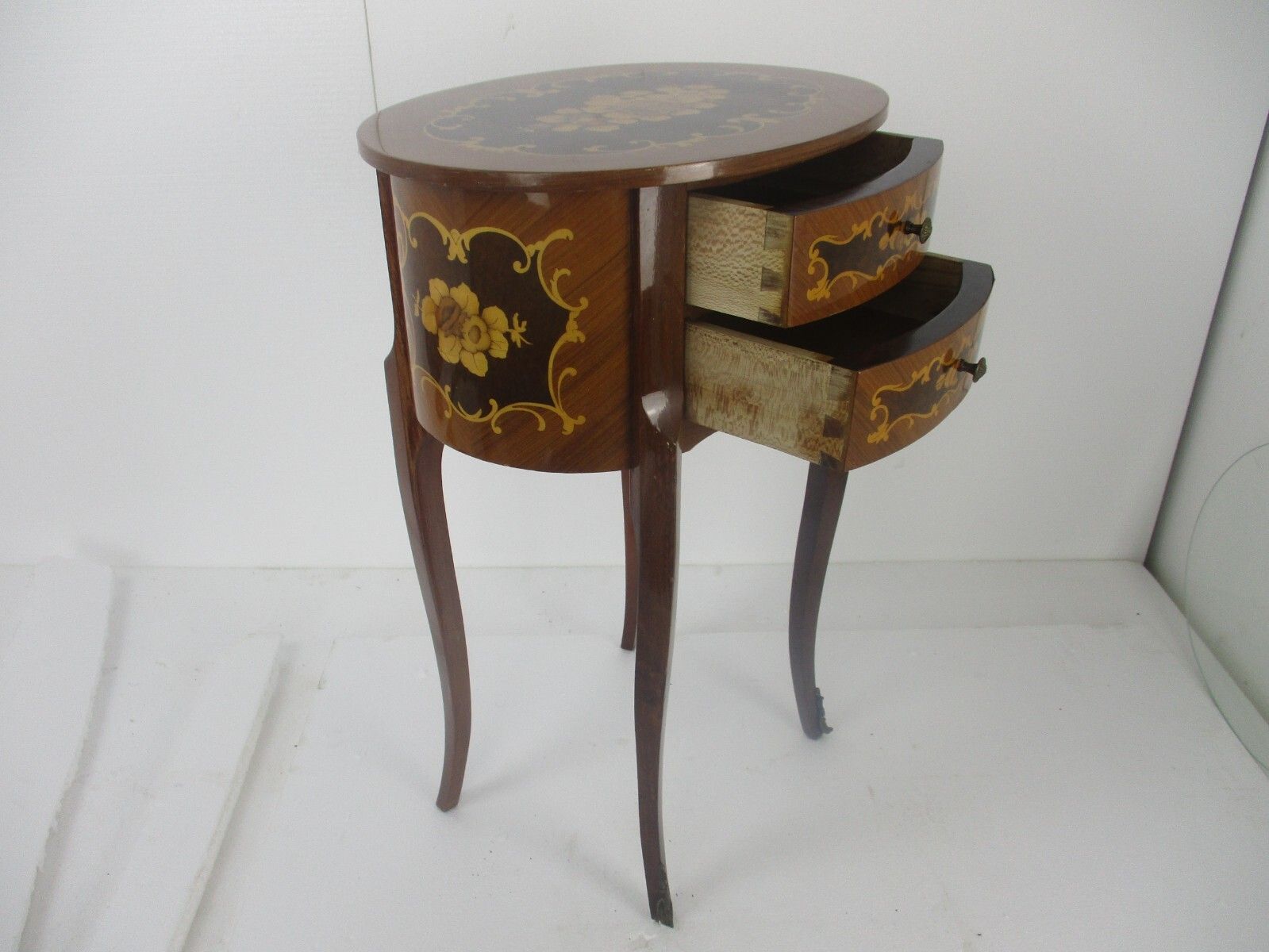 Couple  Italian Marquetry  Wooden Nightstands End Tables Chest Of Drawers Wow photo furniture