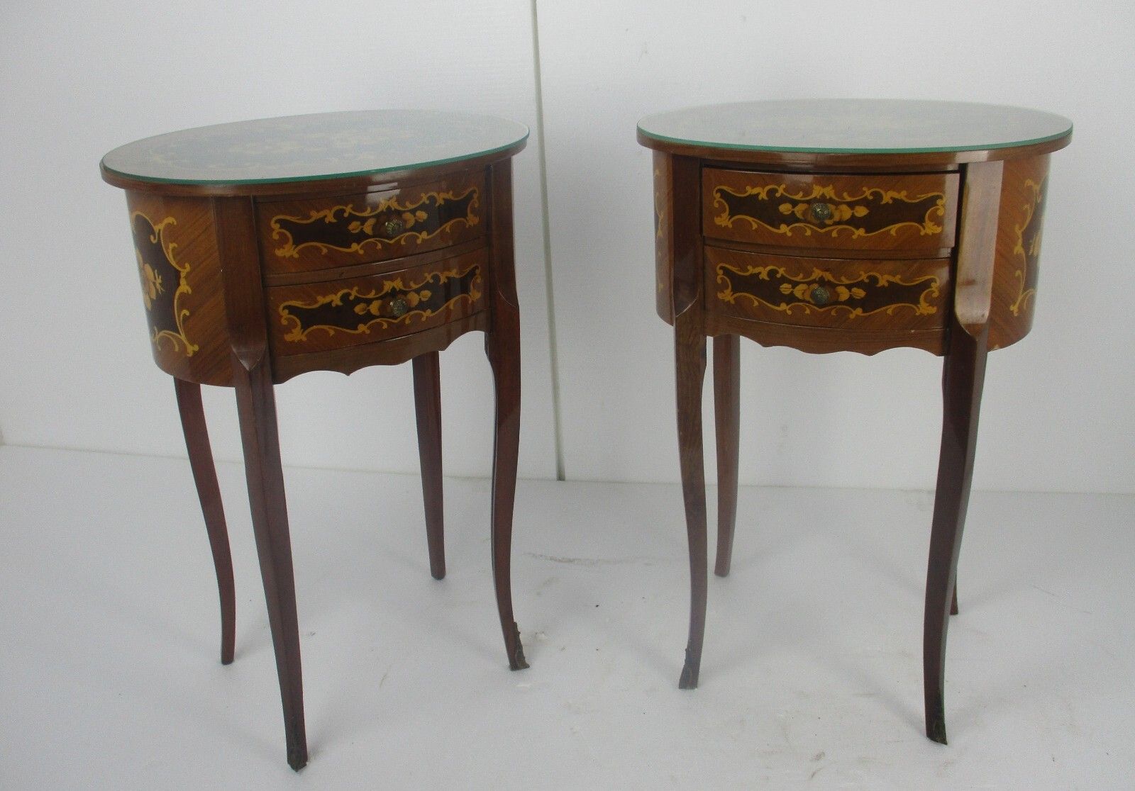 Couple  Italian Marquetry  Wooden Nightstands End Tables Chest Of Drawers Wow photo vinterior