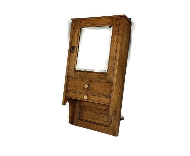 Medicine Apothecary Apothecary Bathroom Cabinet Beveled Glass Carved Wood  Barn