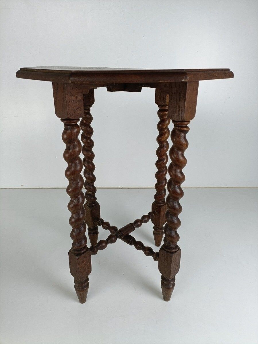 Octagonal Hand Carved Wood Pedestal Table Plant Flower Bonsai Stand Side Table B photo for sale