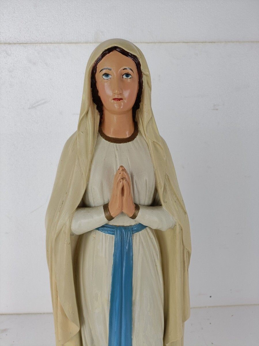 Xl Virgin Mary Madonna Our Lady Of Lourdes Plaster Statue Chapel French 33.85" photo furniture