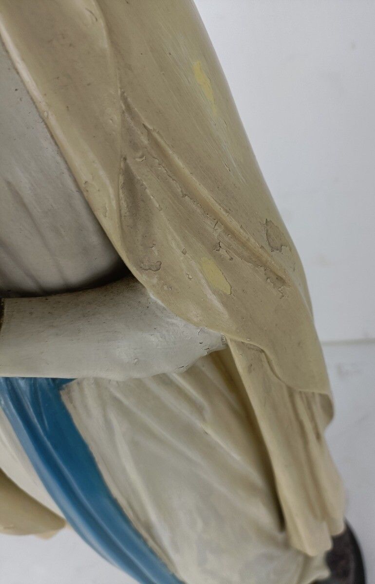 Xl Virgin Mary Madonna Our Lady Of Lourdes Plaster Statue Chapel French 33.85" photo vinterior