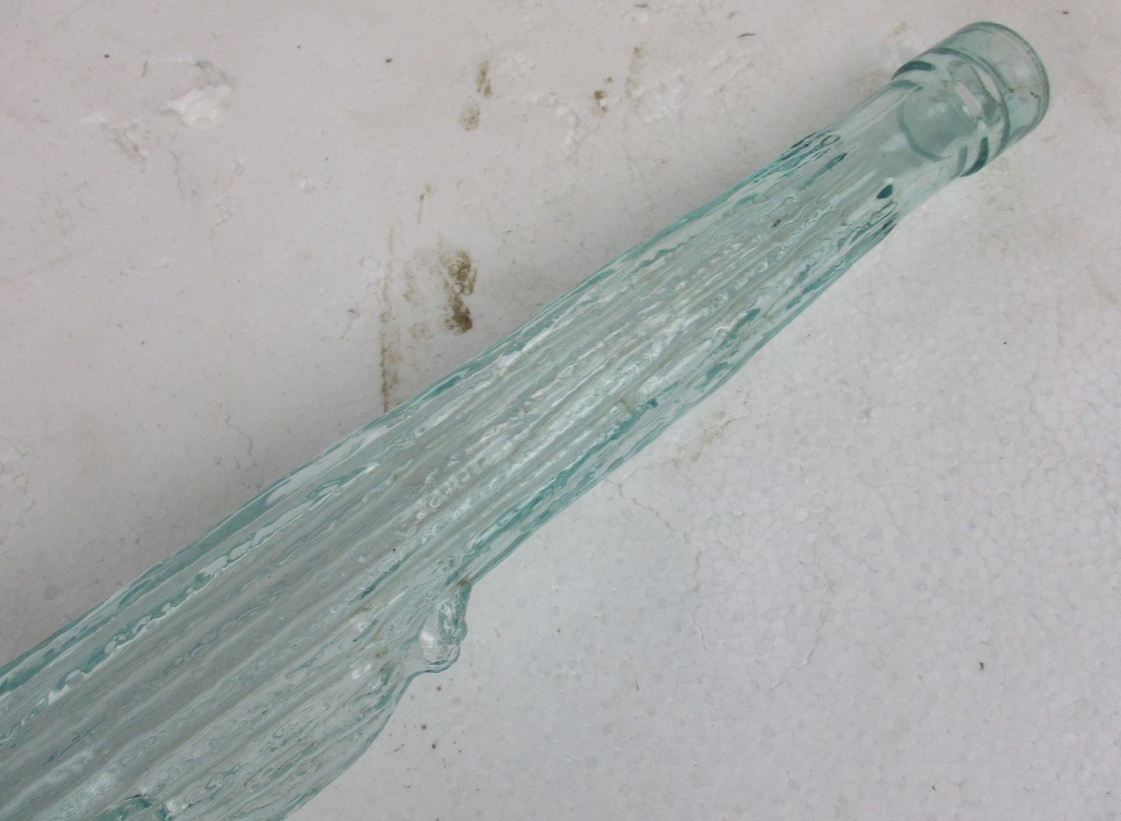 Large Retro Funky Art  Glass Dripped Bottle Vase Extremely Htf photo 182.0