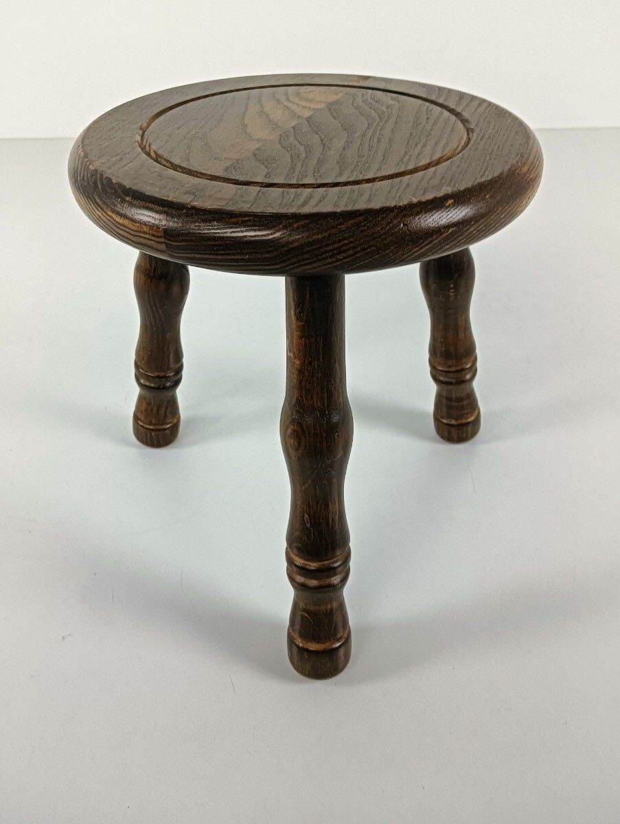 Small Milking Stool Pedestal Side Occasional Table Plant Stand Barn Style Vintag photo furniture
