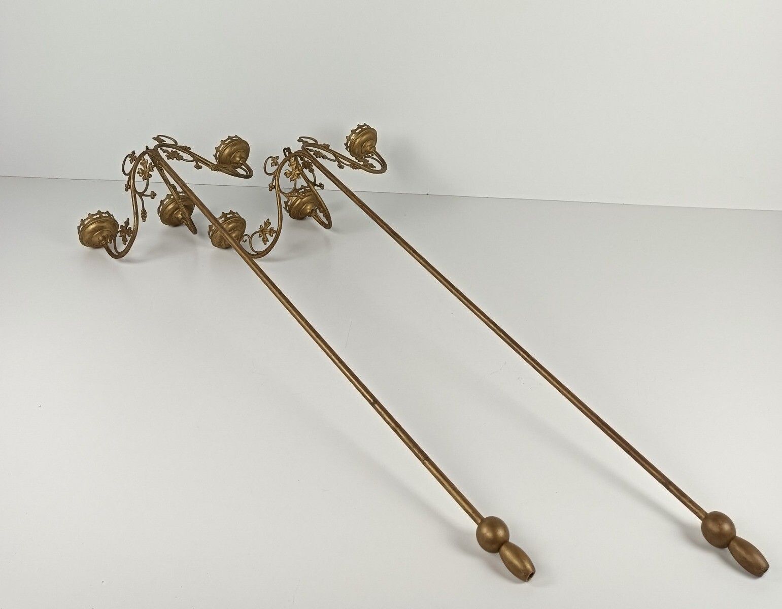 photo for sale Couple Religious Hanging Procession Torch Thuribles Candle Holders Brass Lamp  G