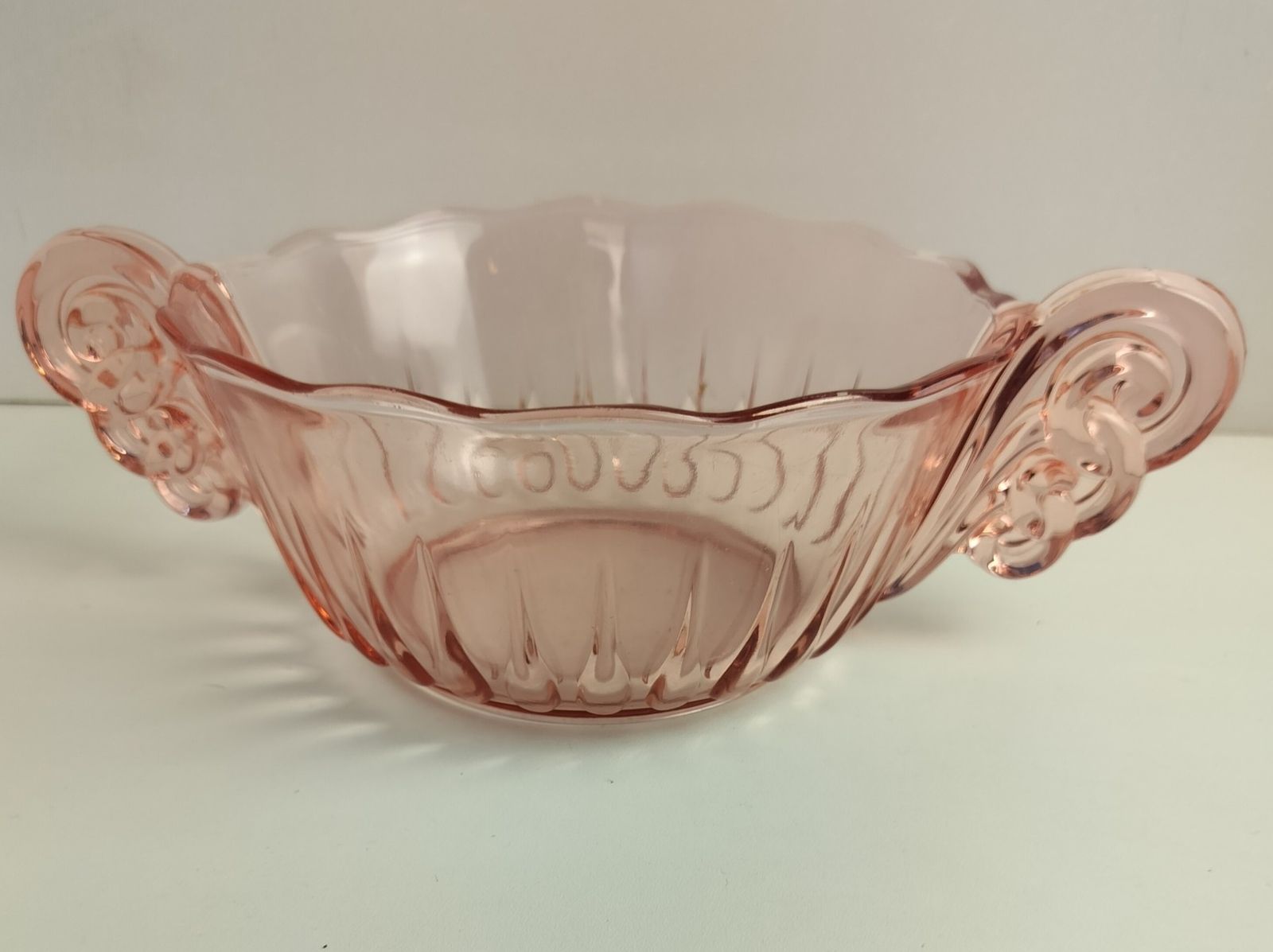 Gorgeous Art Deco Antique Art Depression Glass Pink Serving  Dish Bowl Collector photo furniture