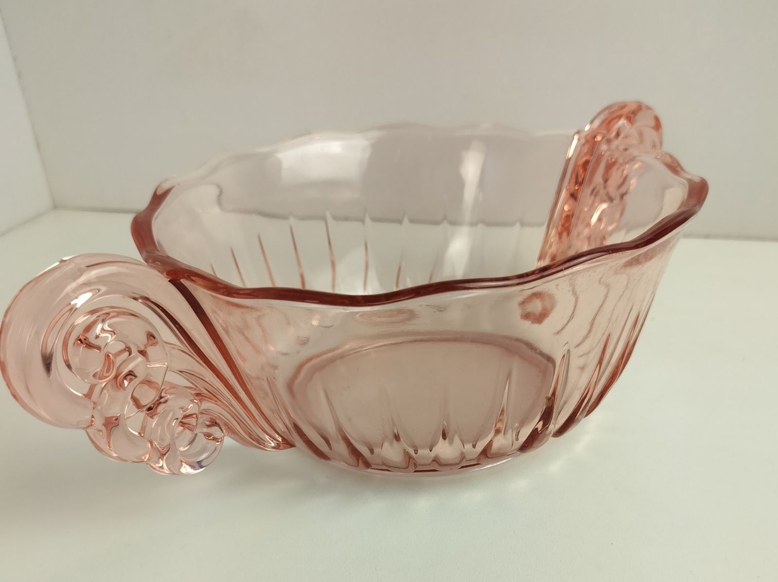 Gorgeous Art Deco Antique Art Depression Glass Pink Serving  Dish Bowl Collector photo buy
