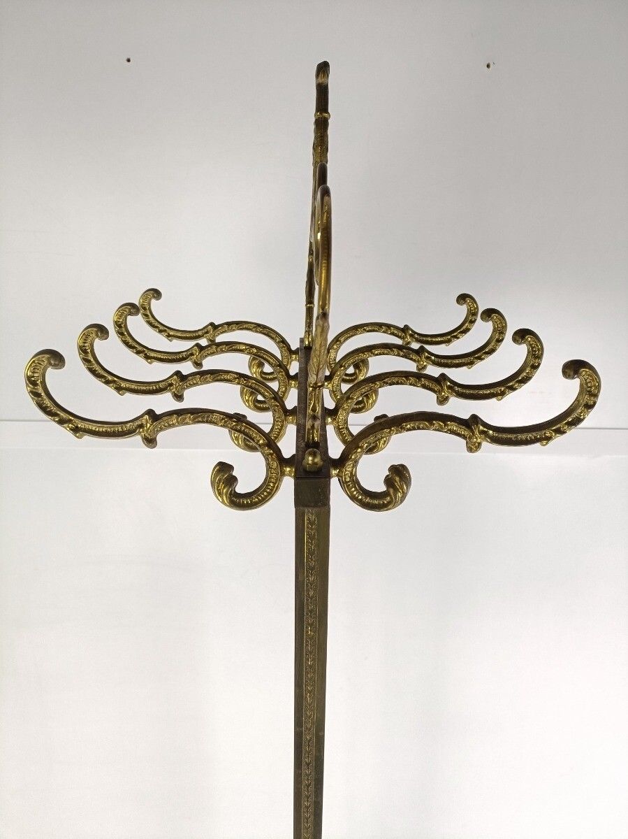 Vintage Hall Tree Coat Hat Rack Standing  Brass  Ornate Hollywood Regency Htf photo buy