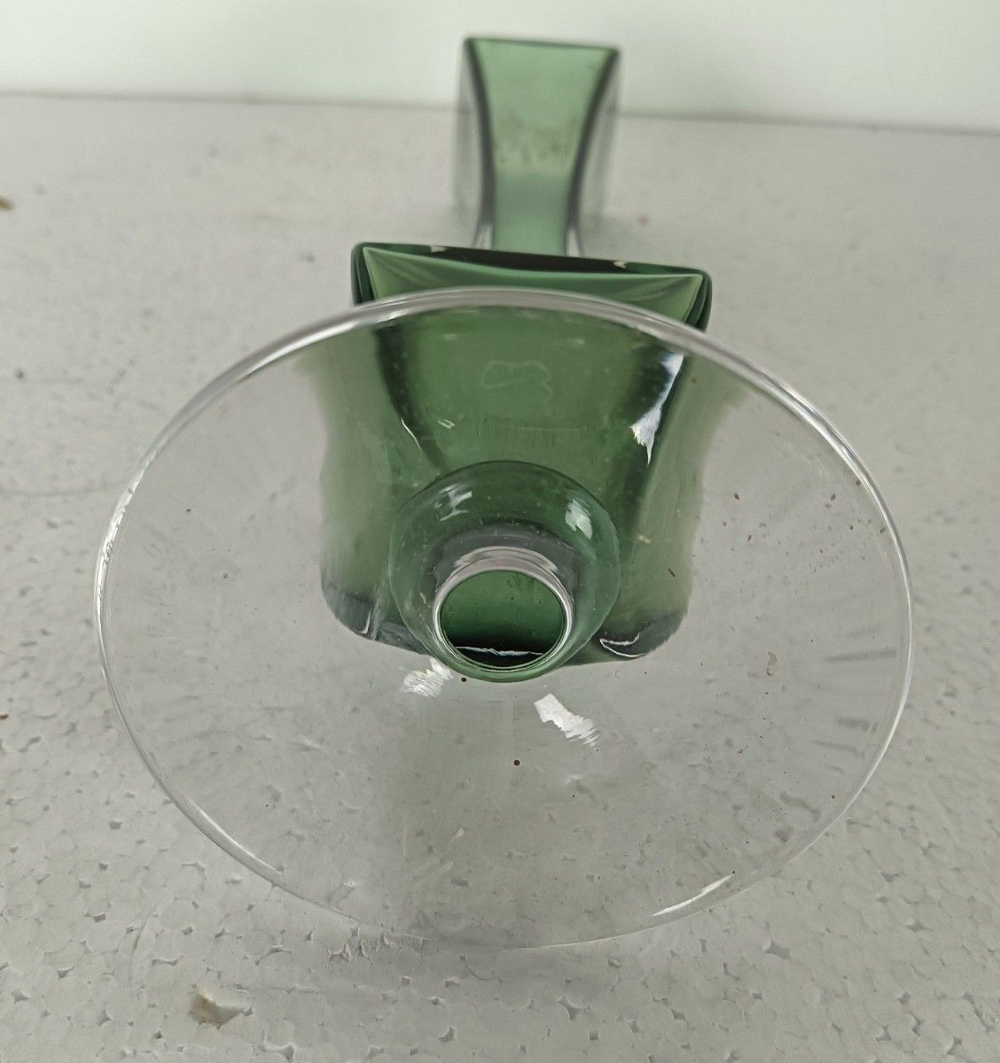 Small Vintage Green Clear Vase Val St Lambert Belgium Art Glass photo 65.0
