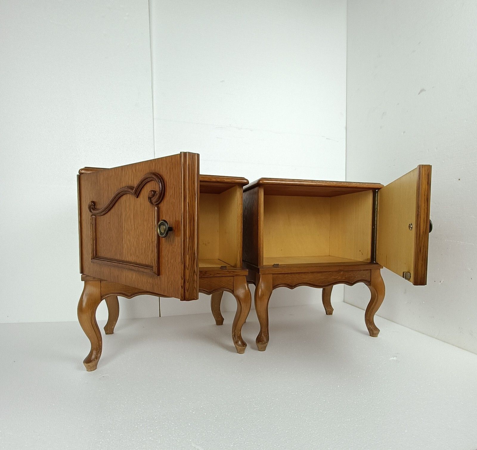 Pair Couple Vintage  Nightstands End Tables Mid Century Modern Wood Night Stands photo Furniture