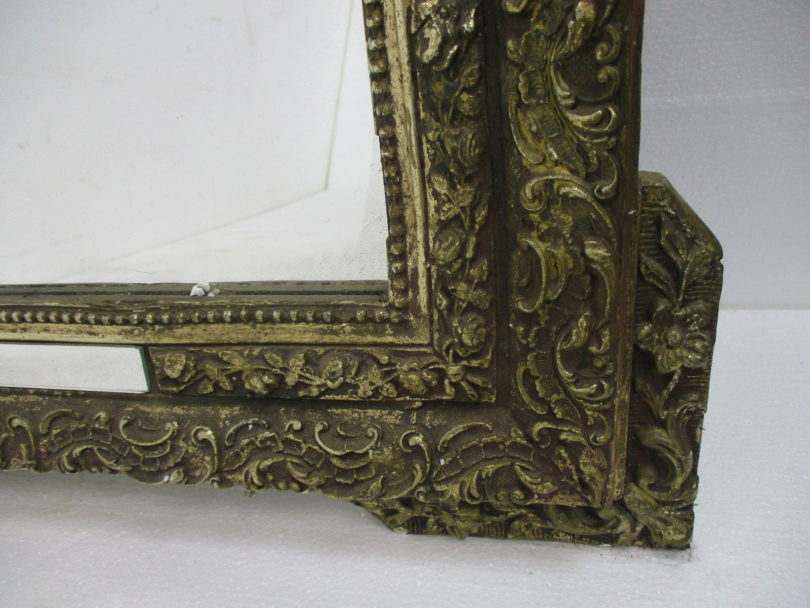 Wall Hanging Mirror Ornate Gold Gilded Hollywood Regency Birds Hobnails Gorgeous photo for sale