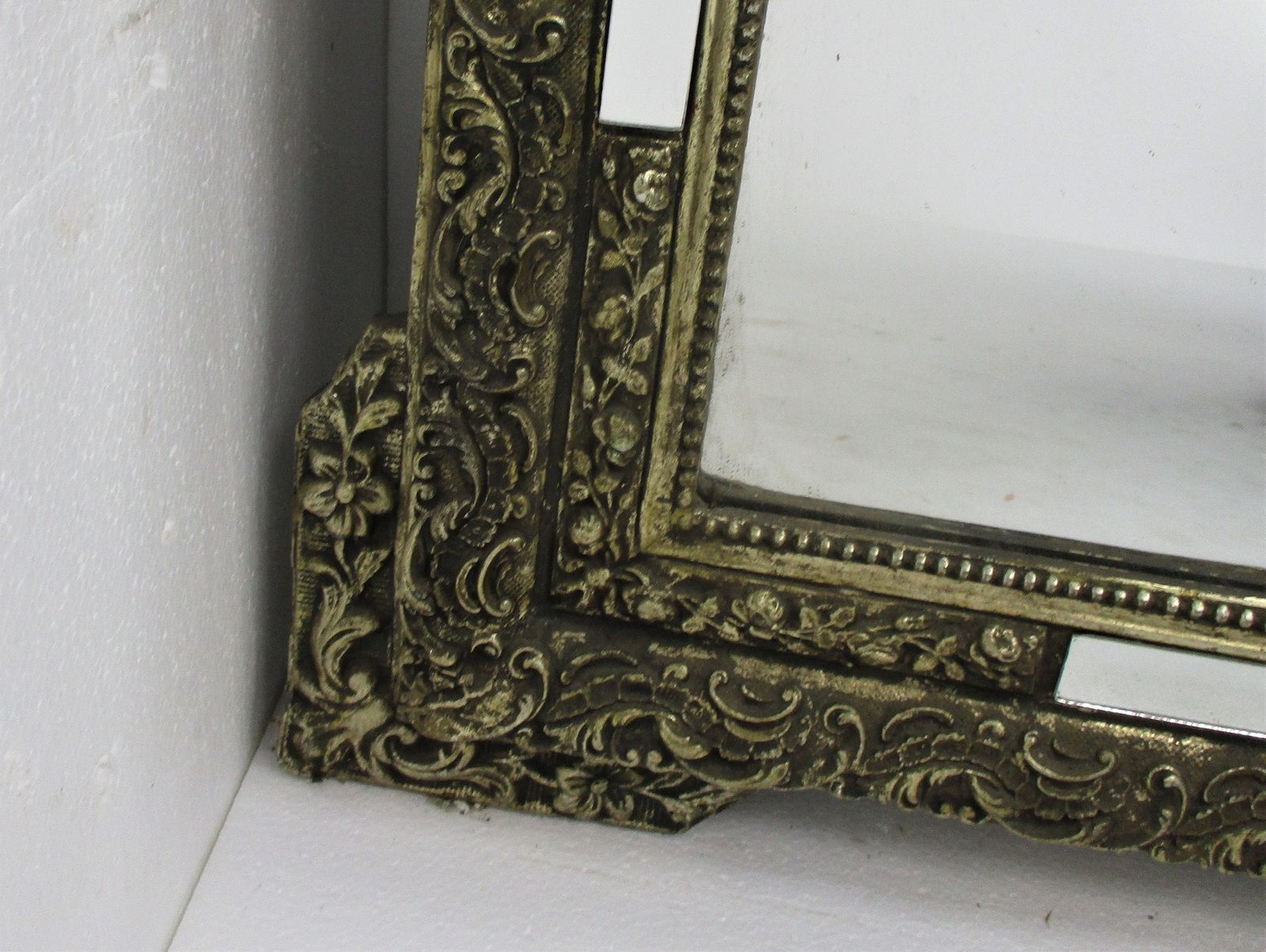 Wall Hanging Mirror Ornate Gold Gilded Hollywood Regency Birds Hobnails Gorgeous photo Home Decor