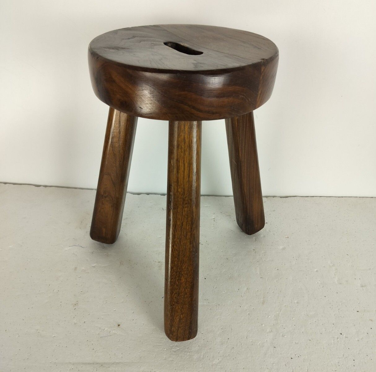 Funky Antique Milking Stool Plant Stand Pedestal Carved Wood, France Tripod Side photo Home Decor