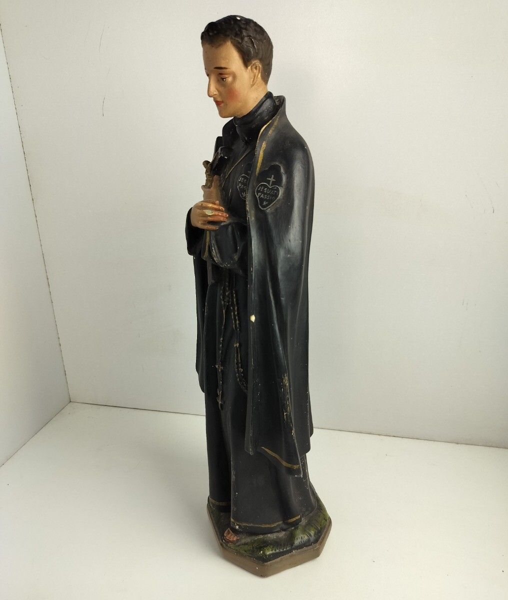 Antique 1900 Plaster  Statue Saint John Berchmans Patron Of Youth Collector Htf photo buy