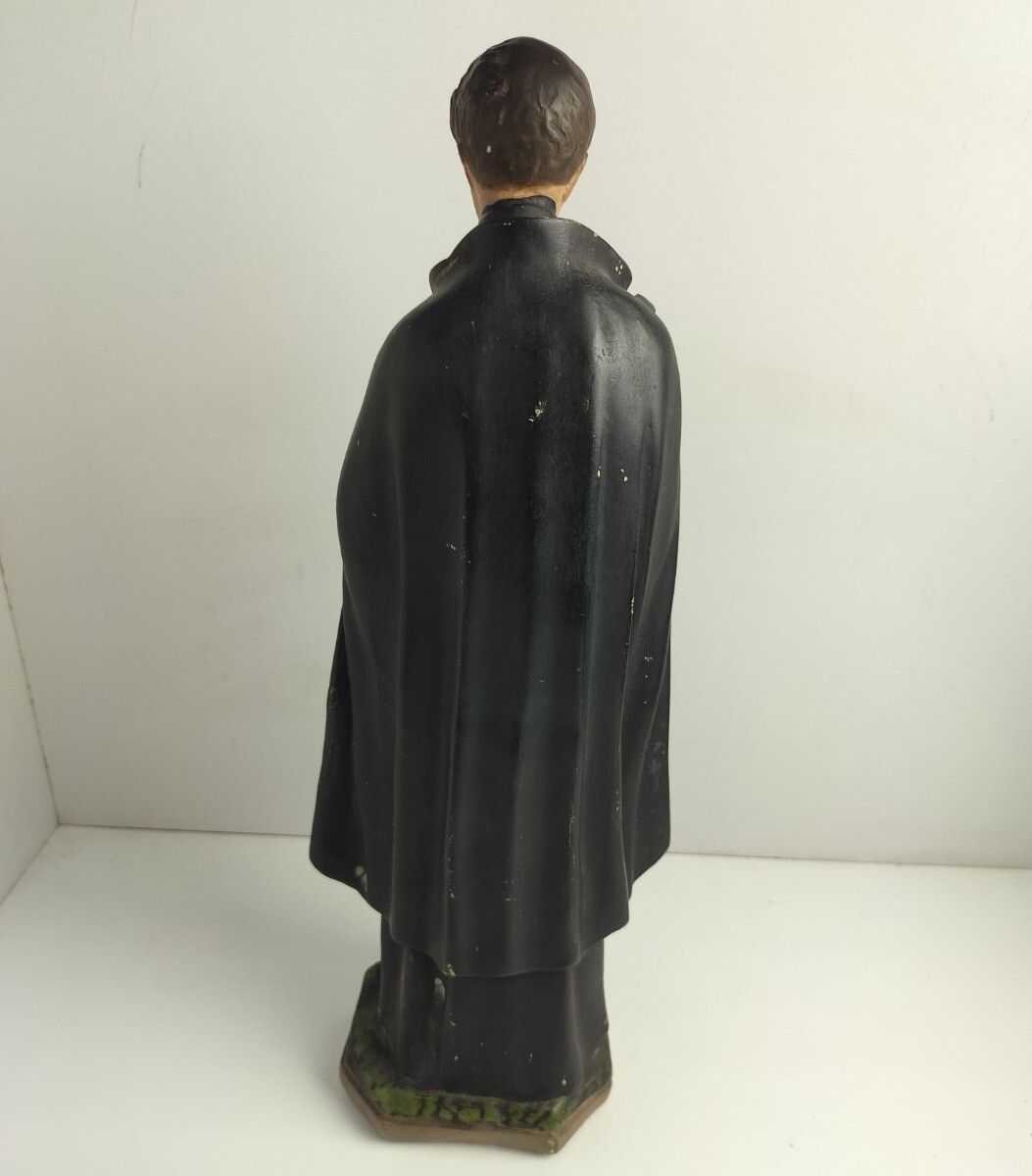 Antique 1900 Plaster  Statue Saint John Berchmans Patron Of Youth Collector Htf photo vintage