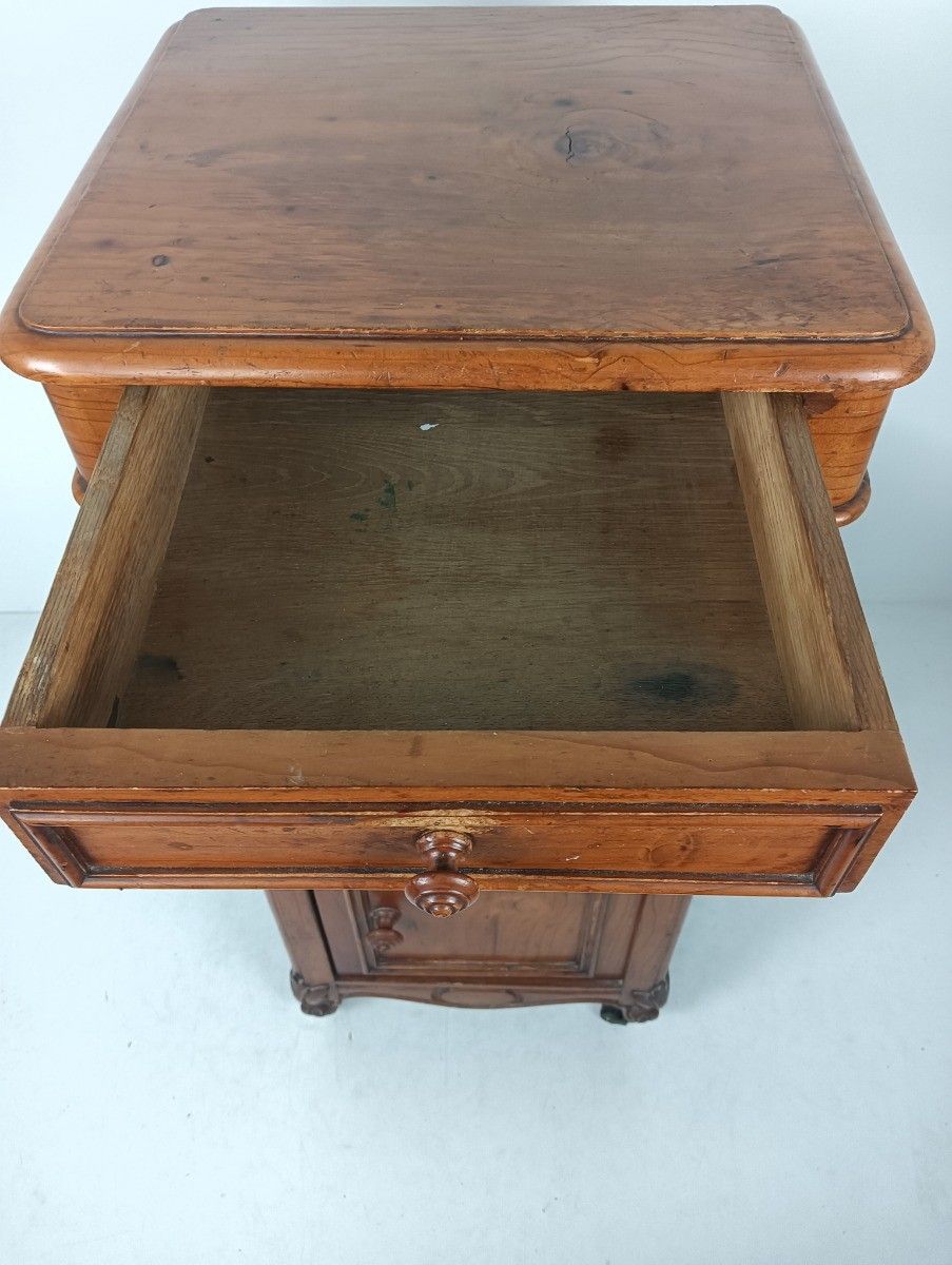 Antique Nightstand Pinewood End Table Bedroom Cabinet Japandi Style On Wheels photo for sale